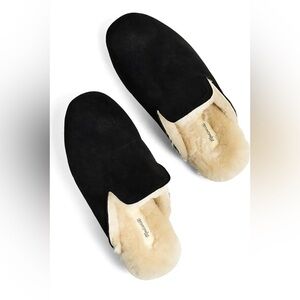 Madewell Ezra Genuine Shearling Black Slippers Lounge Shoes Size 9